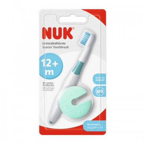 NUK Lernzahnbuerste mit Schutzring, sichere Pflege der ersten Zaehne, 1 Stueck