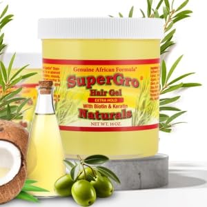 SuperGro Extra Hold Gel for Natural Hair Styling, 16 oz