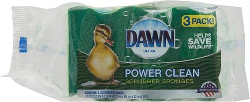 Dawn Power Clean Wedge-Shaped Scrubber Sponges, Green (Pack of 3)