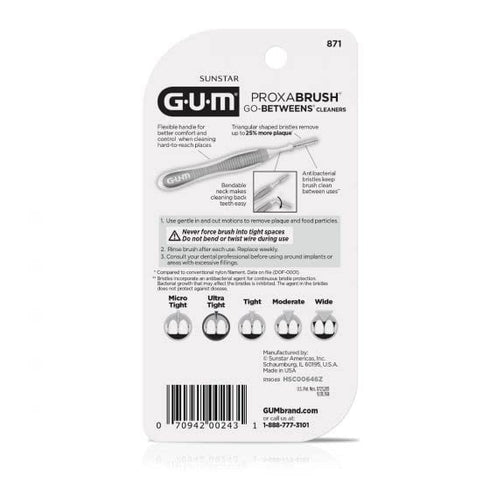 GUM Proxabrush Go-Betweens - Ultra Tight Interdental Brushes, Soft Bristled Dental Picks for Plaque Removal & Gum