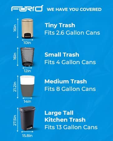 FORID Small Clear Trash Bags, 4 Gallon, 220 Count, Strong Unscented Wastebasket Bin Liners for Bathroom Office