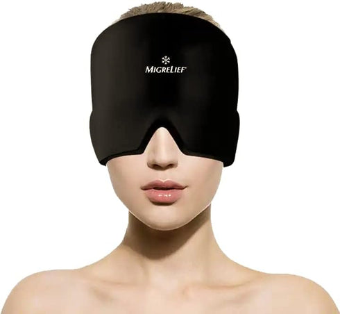 Migrelief Migraine Relief Cap - Black Ice Cap for Migraines and Headaches with 360 Degree Coverage - One Size