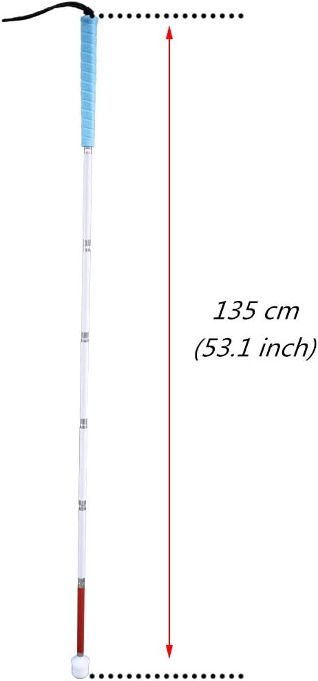 VSONE 7 135cm (53.1 inch)) Aluminum Mobility Folding White Cane for Vision Impaired and Blind People (Folds Down