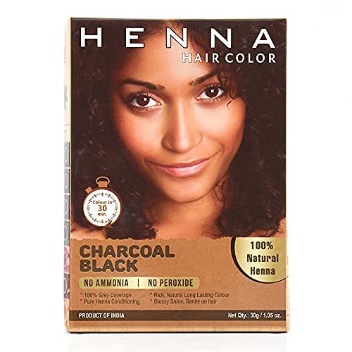 HENNA HAIR COLOR 30 Minute Enriched with Herbs, Semi-Permanent Powder for Men and Women (Charcoal Black)