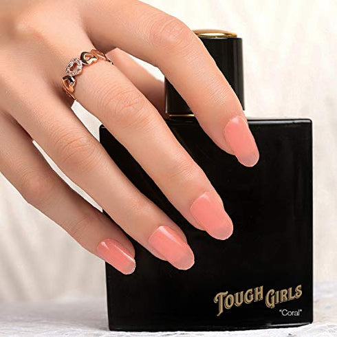 TOUGH GIRLS 20 Gel Nail Polish Strips - Exquisite with Application Accessories, No UV/LED Lamp Required (Coral)