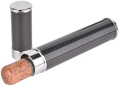 Carbon Fiber Cigar Case Tube, Super Slim Light Travel Case for Cigar Carrying Holders (Humidors Black, One Figure)