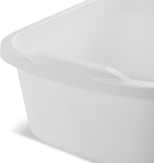 Tribello 2-Pack Dish Pans for Kitchen Sink, Heavy Duty Plastic Tub Dishpan, 12 Quarts (White)
