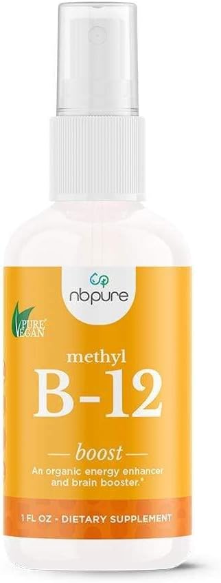 nbpure Organic & Vegan Methyl B12 Spray – 500mcg Liquid for Energy, Mood & Nerve Support for Women, Men, Kids