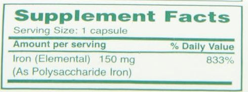 Poly Iron Capsules 150 mg Dietary Supplement by Cypress Pharmaceutical, 100 Caps per Bottle