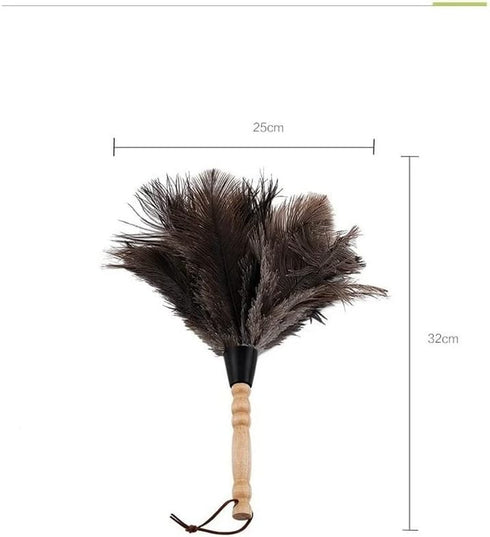 Anti-Static Ostrich Feather Duster, Wooden Handle Dust Cleaning Tool for Dusting