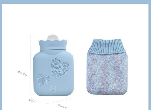 Kolloee Hot Water Bottle Bag Soft Rubber for Pain Relief Menstrual Cramp,hot and Cold Compress, Hand Feet Warmer(Short
