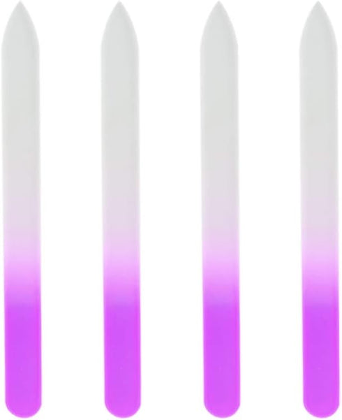 SIUSIO Set of 20 Professional Crystal Glass Nail Files, Gradient Rainbow Color for Nail Polishing (Pink, Purple)