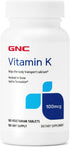 GNC Vitamin K 100mcg - 180 Tablets, Helps The Body Transport Calcium