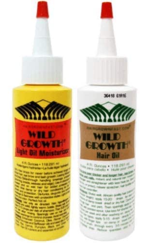 Wild Growth Set, Hair Oil 4 oz + Light Oil Moisturizer 4 oz