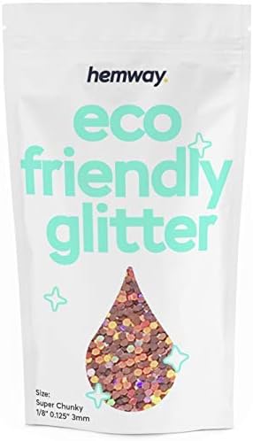 Hemway 100g Biodegradable Glitter, Eco-Friendly Rose Gold Holographic Sparkle for Face, Body, Hair, Craft Makeup