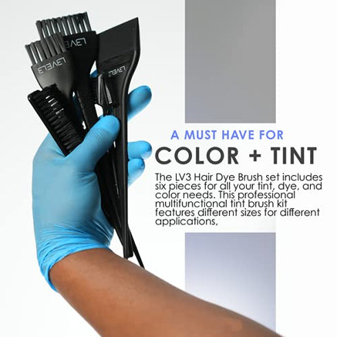 L3 Tint Brush Set, Professional Design for Dye, Tint, and Color Needs, 6pc Hair Color Brush