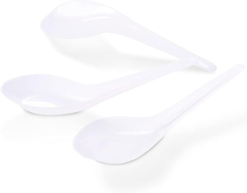 Juvale 50-Pack Disposable Plastic Chinese Soup Spoons, 5.4 x 1.5 Inches, White