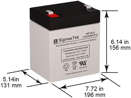SigmasTek RT1245 12 5 F1 Volt AmpH SLA Replacement Battery with Terminal