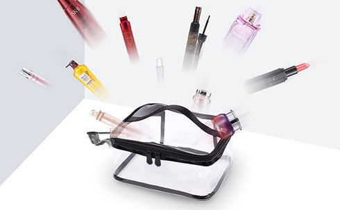 Louise Maelys Portable Clear Makeup Bag - Waterproof Zipper Travel Storage Pouch with Handle