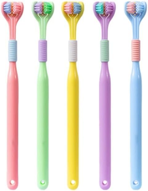 1pcs Random Color Three-Sided Soft Hair Toothbrush, Effective Design for Adults and Children