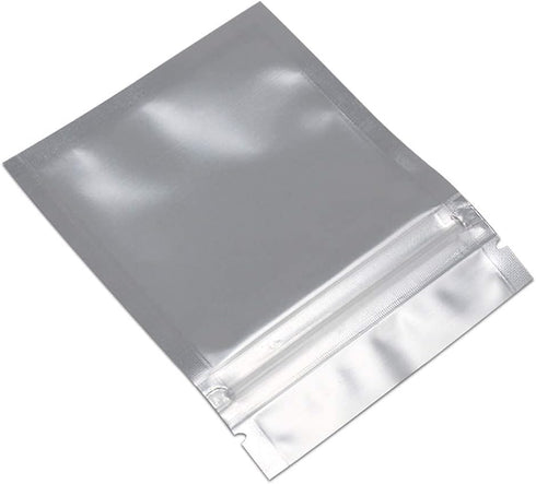 FERENLI 100 Pcs Mylar Zipper Lock Bag - Matte Foil Airtight Food Storage Bags with Front Window (7.5x10cm, Black)