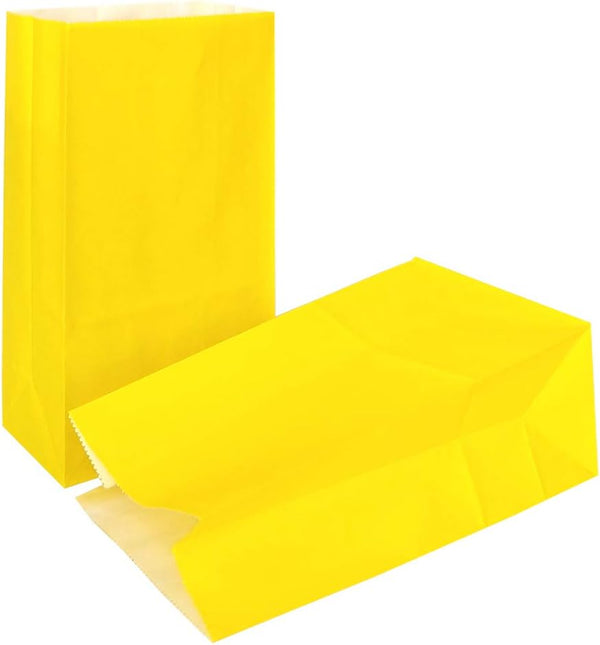 KEYYOOMY Mini Yellow Paper Bags, 24 CT Small Party Favor Goodie Bags, Paper Lunch Bag (3.5 X 2.4 X 7.1 In)
