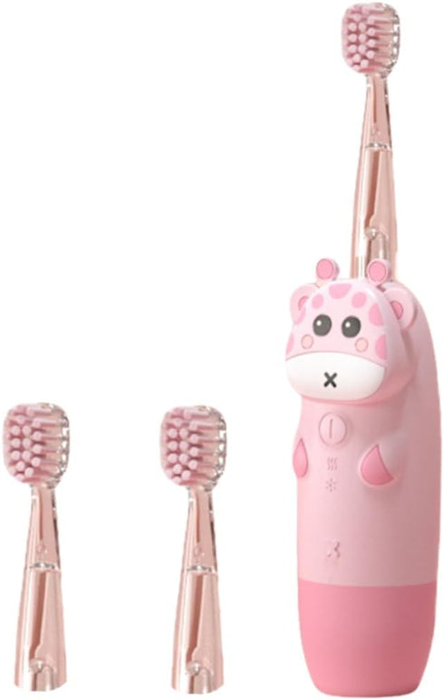 Ipetboom Sonic Electric Toothbrush Non Slip Handle Brushing Frequency Colorful Light Cartoon Design