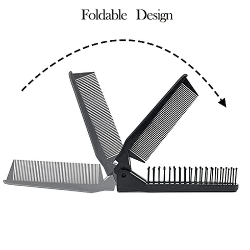 Louise Maelys Portable Travel Folding Hair Brush, Compact Pocket Double Headed Anti-static Comb