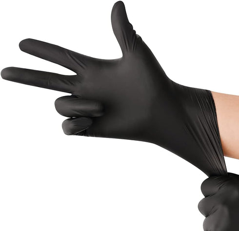 Black Disposable Nitrile Gloves, Latex & Powder Free, 6-Mil, 100 Count, Textured, Mechanic Wearing, Cleaning