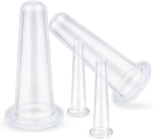 Tustao 4Pcs Transparent Massage Cupping Set Facial Set for Face Silicone Mini Facial