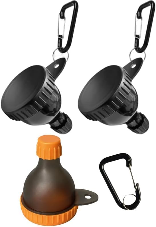 GUQIANLU 3Pcs Protein Powder Container,50ml Portable Funnel with Carabiner and Keyring for Gym,