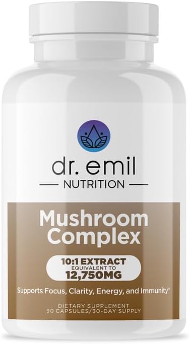 DR. EMIL NUTRITION 10 Mushroom Supplement, Functional Nootropic with Lions Mane for Mental Clarity & Immune Support