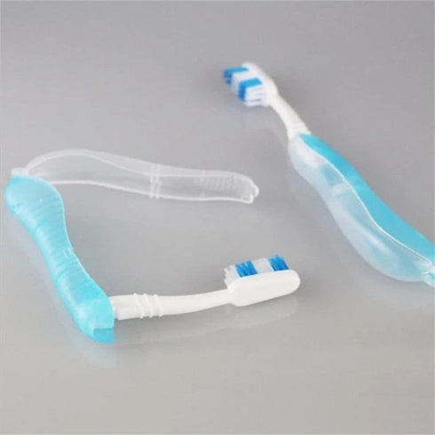 1Pc Blue Folding Travel Toothbrush for Adults, Portable Disposable Soft Toothbrush for Travel, Camping, School