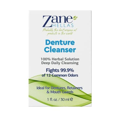 Zane Hellas Denture Cleaner with Oregano Oil, 1 fl.oz.-30ml for Plaque and Tartar Removal