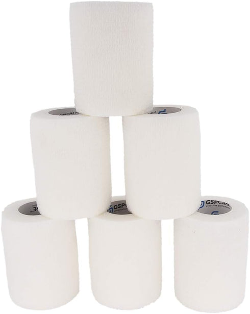 Self Adhesive Wrap Cohesive Bandages, 6 Count 3" x 5 Yards, Medical Tape, Flexible Breathable First Aid Rolls