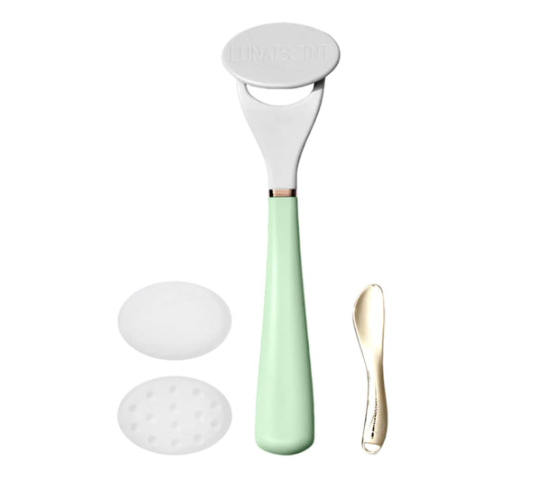 Reusable Silicone Skincare Applicator & Spatula Set (Meadow Green), Ice & Heat Face Roller Tool