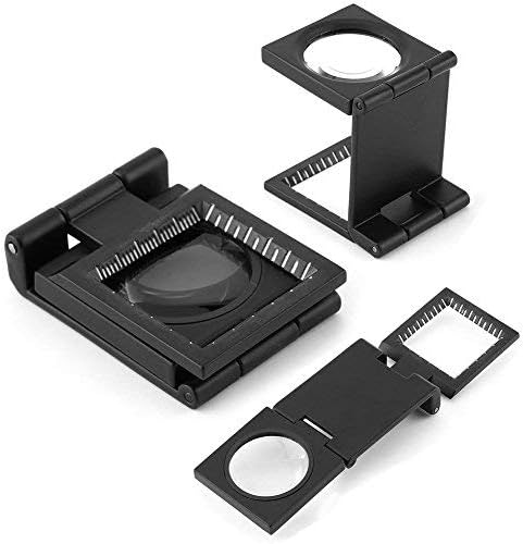 10X 28mm Mini Three-Folding Magnifier, Zinc Alloy with Scale for Textile Optical Jewelry Tool (5Pcs).