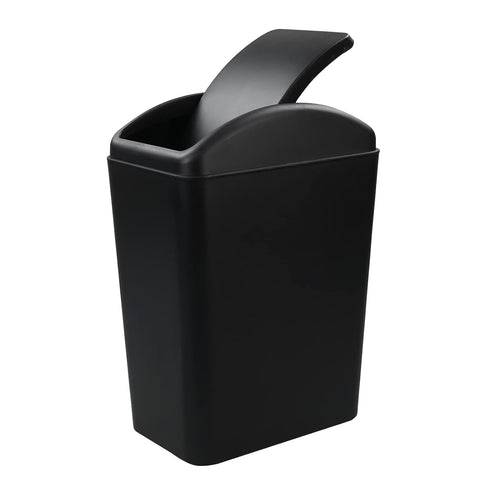Plastic Trash Can with Swing Lid | 4.2 Gallon | Black | 1 Pack