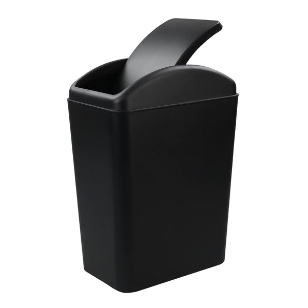 Plastic Trash Can with Swing Lid | 4.2 Gallon | Black | 1 Pack
