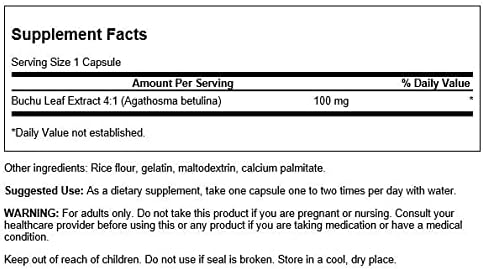 Swanson Full Spectrum Buchu Leaf 4:1 Extract 100 Milligrams 60 Capsules