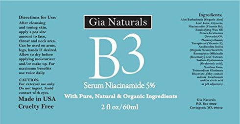 Vitamin B3 Serum Cream, 1 or 2 oz - Anti-Aging, Repairs Skin, Reduces Wrinkles, Evens Tone, Made in USA
