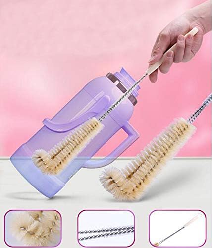 UPSTORE 16.5inch Long Handle Bottle Cleaning Brush Cleaner with Soft Boar Bristles Feeding Bottles Scrubber Washing