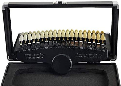 SEVENLASH 3D R-20 20 Professional Teeth Whitening Shade Guide with Mirror, Classical Tooth Bleaching Shade Chart Colors