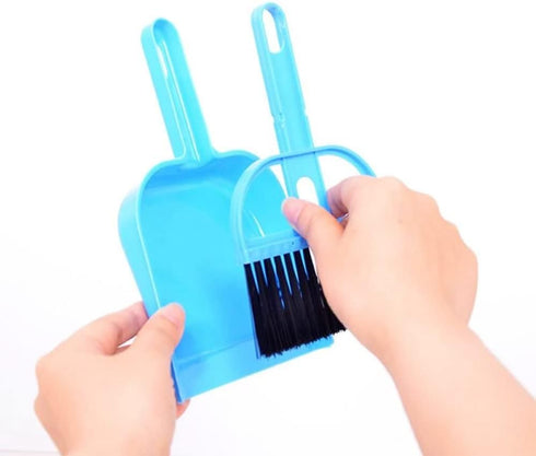 TopHomer Set Counter Mini Broom and Dustpan Compact Cleaning Kit Nesting Snap-On Design Saving Space for Pet Cages