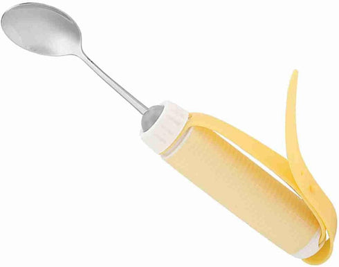 Oumefar Easy Grip Eating Aids Spoon, Disabled Utensil Stainless Steel Fork Arthritis Elder Aid Tablewares Flexible