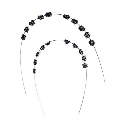 Angzhili 1 Pack Temporary Tooth Decoration with Metal Wires,Metal Bracket and Orthodontic Ligature Ties,Practice Props for Dental Students (Black)