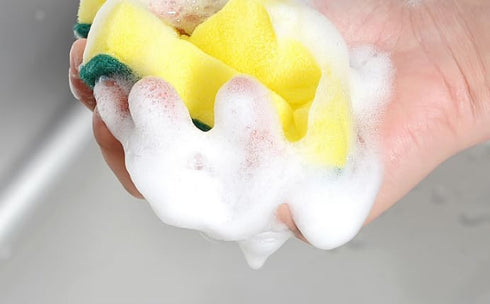 Multifunction Scrub Sponge, Green 10 pcs, Protects Nails and Fingers, Removes Tough Stains and Grease
