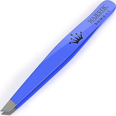 Majestic Bombay Slant Tweezers for Women and Men, Precision Surgical Tweezers for Splinter, Ticks, Eyebrows