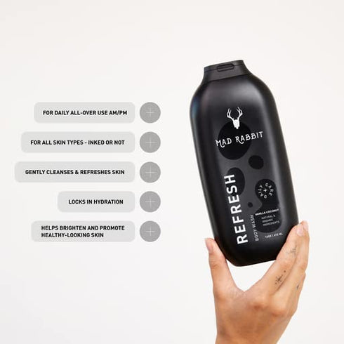 Mad Rabbit Refresh Body Wash - Tattoo Aftercare, Natural Cleansing Ingredients Made For All Skin Types, Gentle, Anti-Aging & Hydrating Formula (16oz)