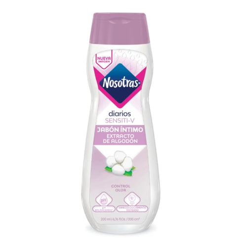 Nosotras Set (6.76oz 200ml) Feminine Wash Intimate Soap Sensiti-V | Kit Jabon Intimo y Paitos Humedos Sensiti-V